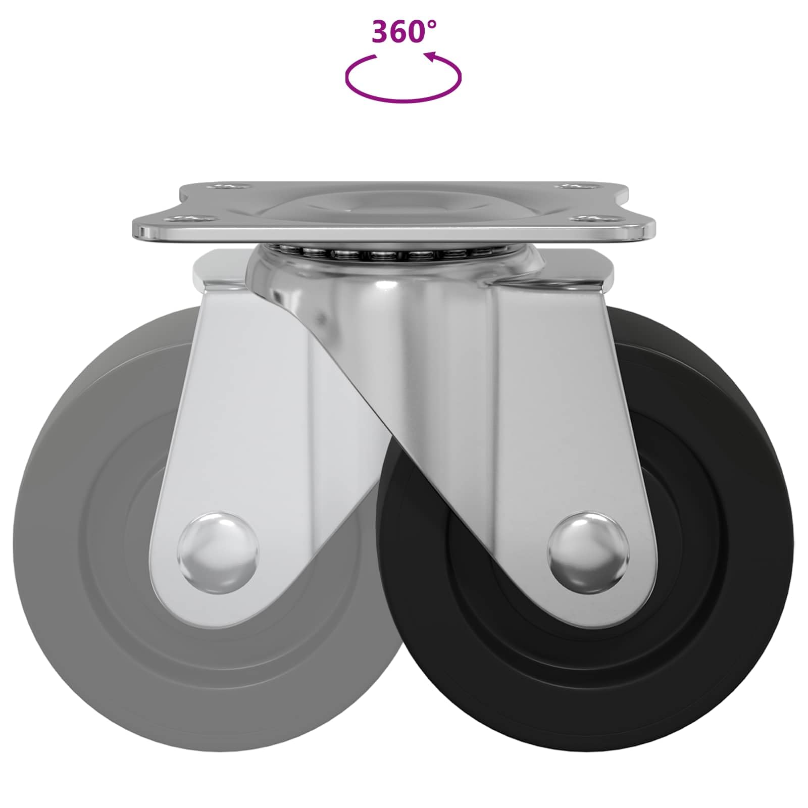 Drehrolle 12 Stück Silber 60 x 60 x 50 mm Eisen Nylon Lenkrolle Möbelrolle Transportrolle Bodenschonend Leise für Werkstattwagen und Schrankwagen