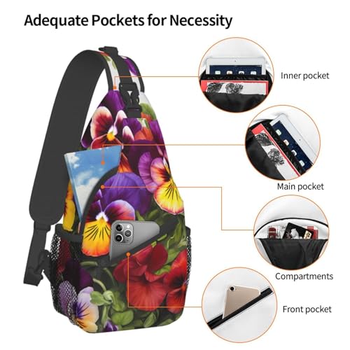 KHiry Sling Backpack crossbody for Man Woman Pansy Perfection cross body Adjustable Chest Bag3
