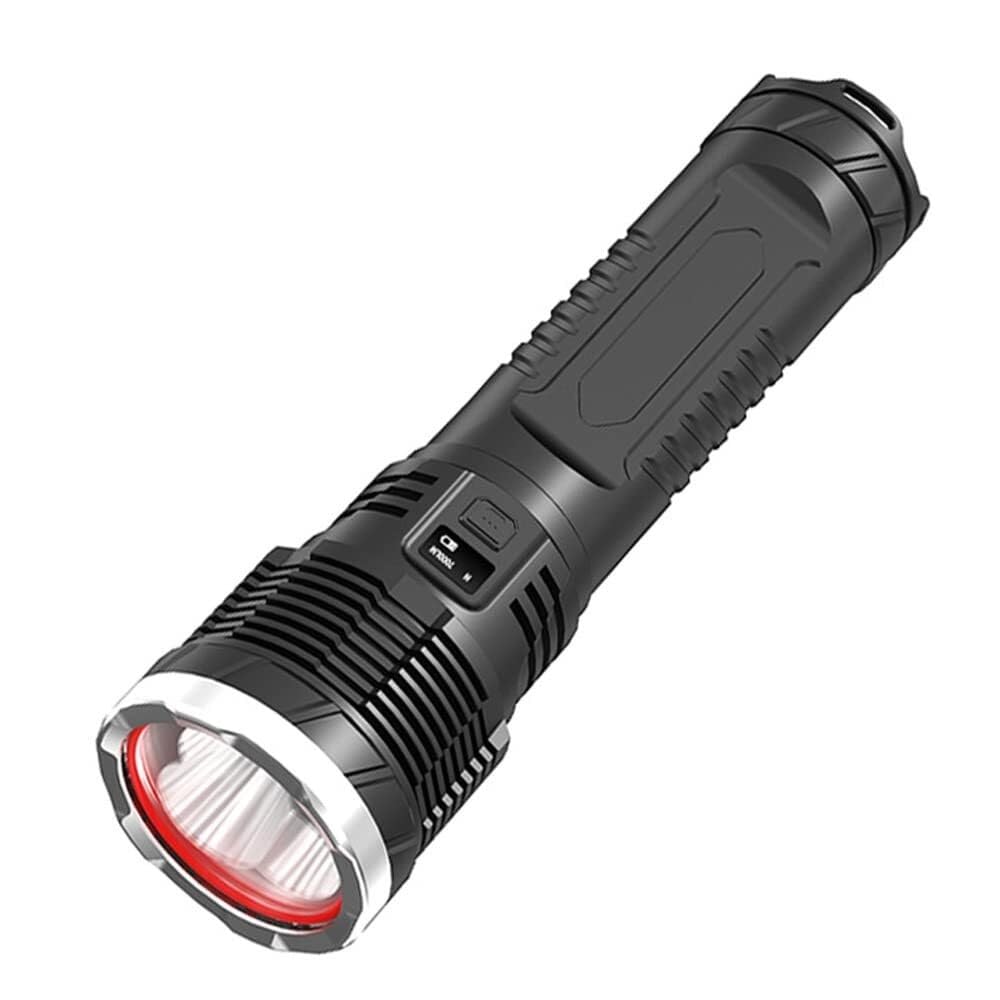 QFGVMXBWKZH High-Power LED Flashlight,IPX5 Outdoor Waterproof,High Lumens Stepless Dimming,OLED Electric Display 3 Grain P70 Wick Tactical Flashlight for Camping Emergency(26.5 cm/10.4 in)