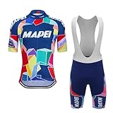 SGCIKER Retro Team MAPEI Cycling Jersey Set For Men,Summer Bike Shirt MTB Cycling Clothing Bib Short Kits 9D Gel Pad (M)