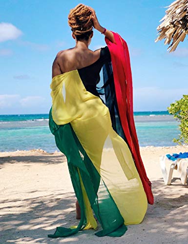 Bsubseach Plus Size Women Chiffon Beach Bikini Cover Up Colorful Splicing Kimono Cardigan2