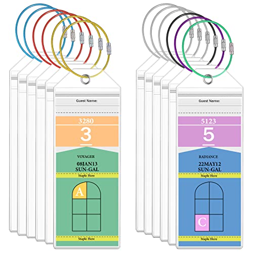 12 Stück Kreuzfahrt-Gepäckanhänger, transparent, wasserdicht, Kreuzfahrt-Essentials mit Schlaufe, wiederverwendbar, PVC-Reißverschluss, Gepäckanhänger, Schiff, Reisen (6.7x2.6 Zoll) Cover