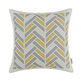 CaliTime Cushion Cover Throw Pillow Shell Stripes Chevron Zigzag Geometric 18 X 18 Inches Grey Yellow