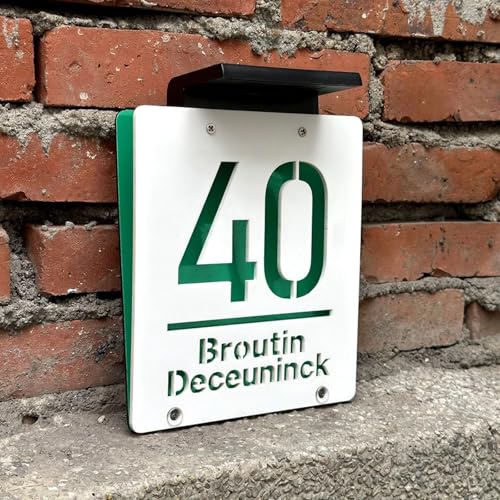 Numéro de maison LED solaire et plaque personnalisée avec nom de famille 3D