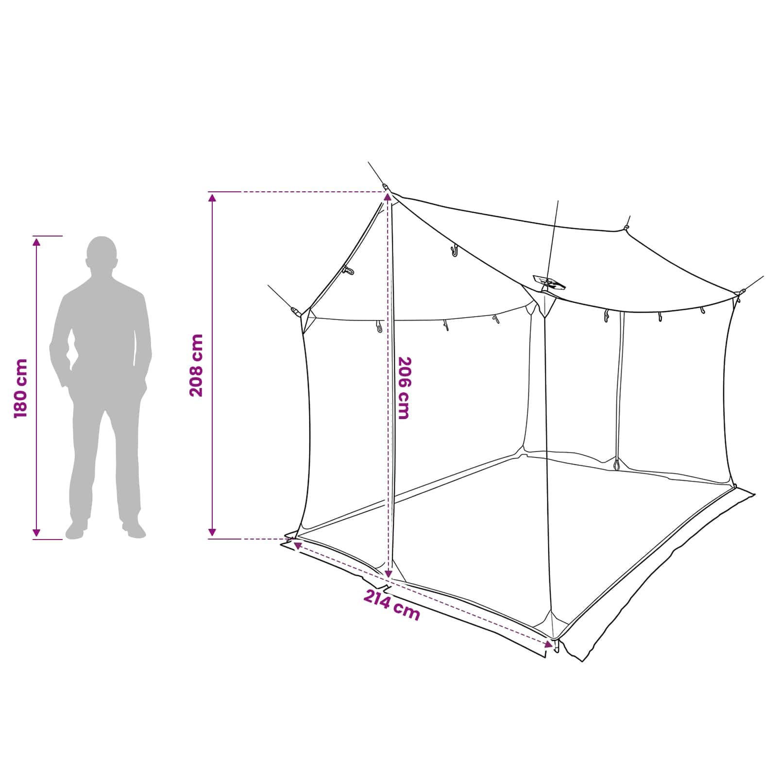Tarp de Camping avec Murs en Maille Gris et Orange, abri léger, Montage Rapide, pour randonnée, Plage, Festival ou activités en Plein air