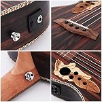 30 Inch All Black Wood Baritone Ukulele with Built-In Preamp and Tuning EQ, Picks, Spare Nylon Strings, Bag Included