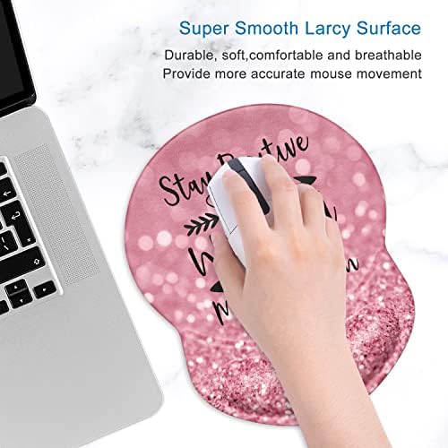 ITNRSIIET Ergonomic Mouse Pad with Gel Wrist Support Small Wrist Rest Smooth Surface Non-Slip PU Base Comfortable Office Supplies Pain Relief, 8.7 x 7.2 inches, Pretty Inspirational Quotes - 2