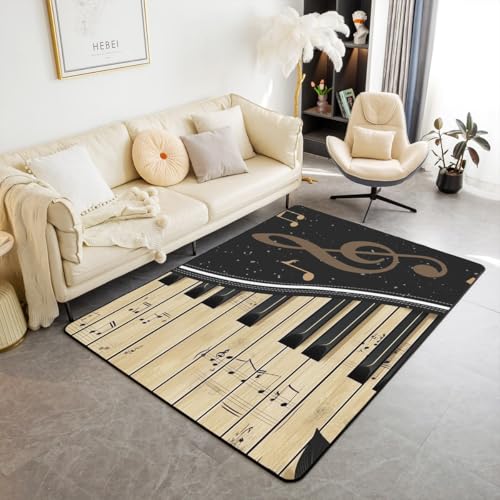 Homewish Piano Keys Area Rug,Music Notes Indoor Floor Mat Entrance