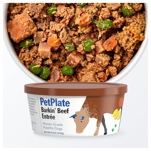 PetPlate Human-Grade Fresh Dog Food, Barkin’ Beef Entrée – Wet Dog Food for All Breeds – High-Protein, Natural – 12-oz Cups, Case of 12