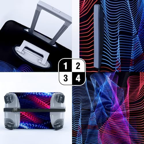 Travel Luggage Cover Suitcase Protector Scratch-Resistant Fit Not Included Suitcase Blue, Red And Pink Abstract Artwork M-22-24in4