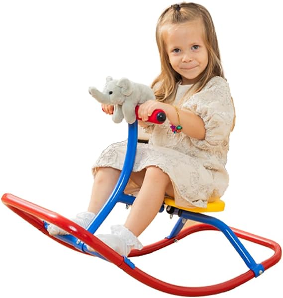 PLATPORTS Kids Indoor Single Rocking Seesaw, Safety-Stable Wide Base Rocker for Ages 3 4 5 6, Supports Balance, Coordination & Motor Skill Development