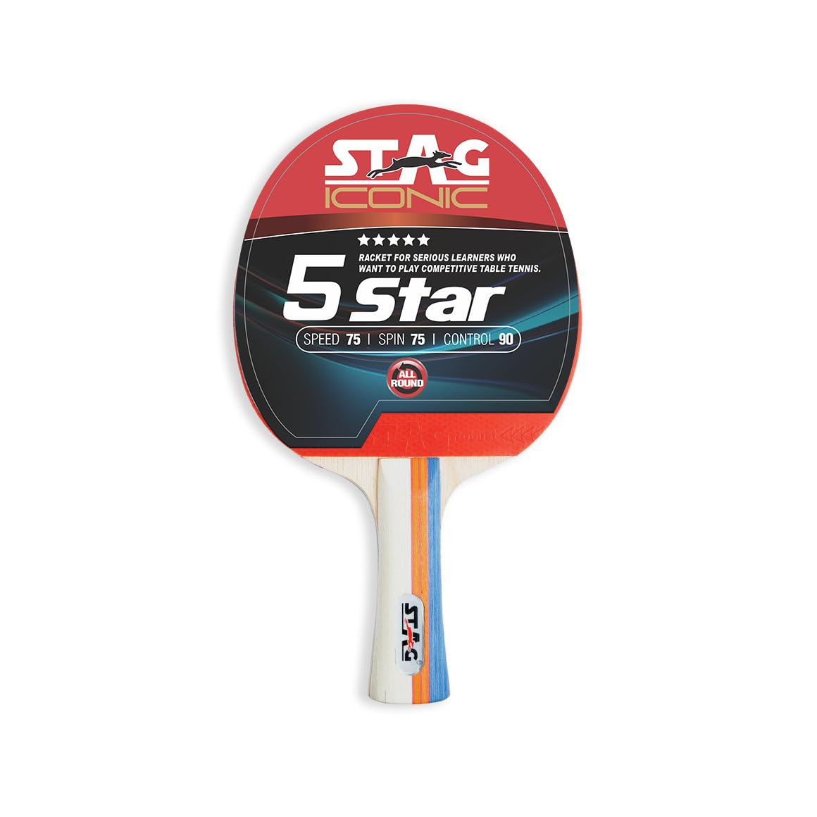 STAG 5 Star Table Tennis (T.T) Racket| Premium ITTF Approved Rubber| Beginner-Intermediate Series T.T Racquet| Pro Custom Designed Comfortable Grip Paddle