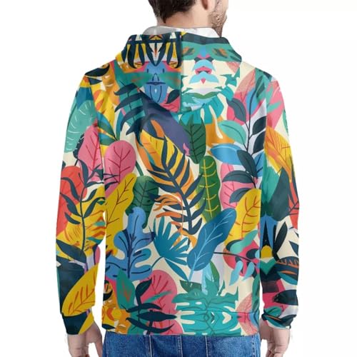 Image of Forchrinse Green Palm Tree Sea Beach Mens Hoodies Pullover Long Sleeve Fleece Hoodie Cozy Sport Casual Outwear