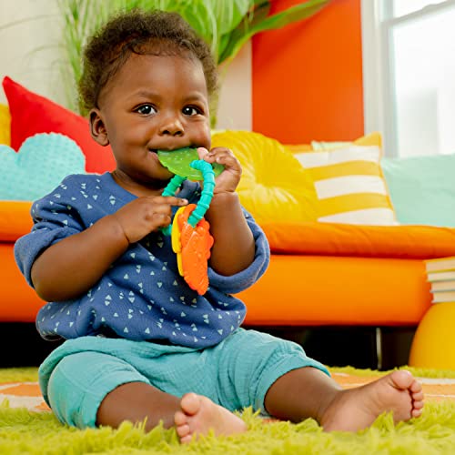 Image of Bright Starts Tropical Chews Silicone Teething Ring - BPA-Free Monkey, Leaf, Banana - Unisex, 3 Months +