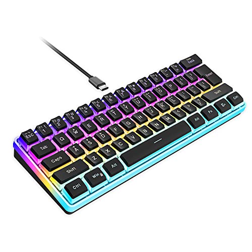 Image of Snpurdiri 60% Wired Gaming Keyboard, 61 Keys Pudding Keycaps RGB(Black) | Ultra-Compact Mini Gaming Keyboard, Waterproof Small Gaming Keyboard for Office /Gaming