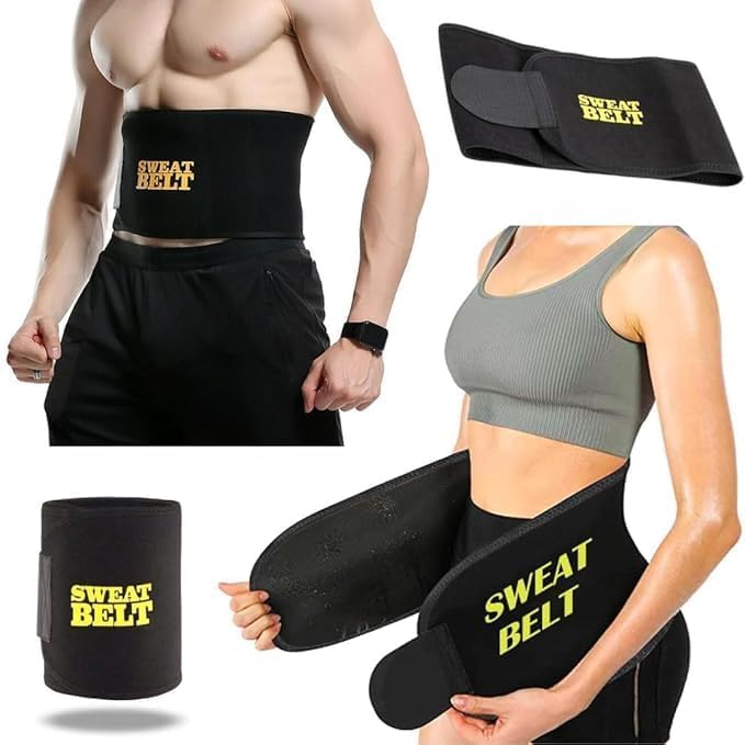 Araxco fit Neoprene Waist Trimmer Sweat Belt for Men and Women Best Body Shaper Tommy Fat Cutter Band with Sauna Effect for Exercise and Fitness, Black, Universal Size-image-23