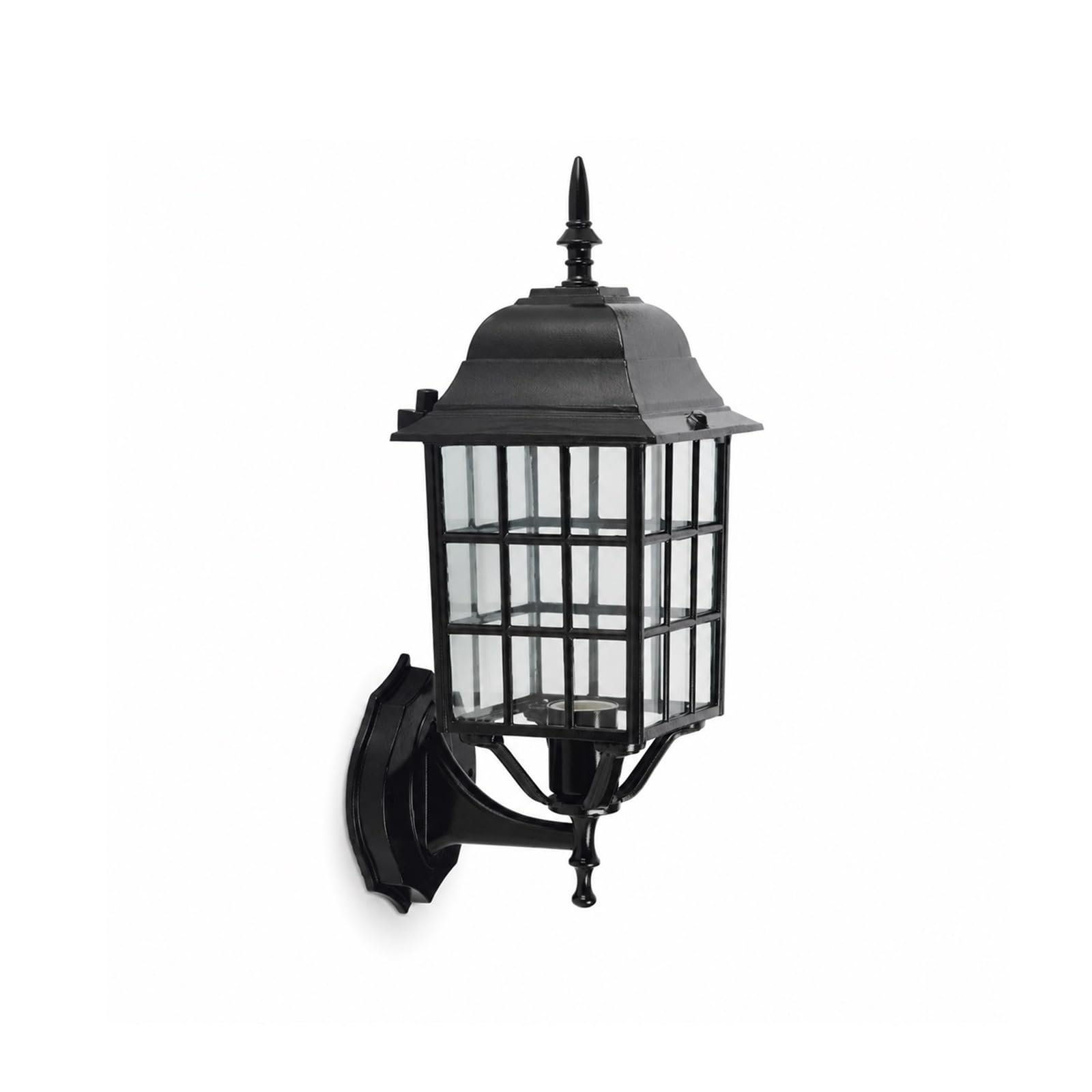 OZBMA Outdoor Wall Lamp, Modern Waterproof LED Mount Fixture, 16.1" Die-Cast Aluminum Exterior Light with Glass Shade, Black Sconce for Entryway, Staircase, Foyer, Apartment Cottage