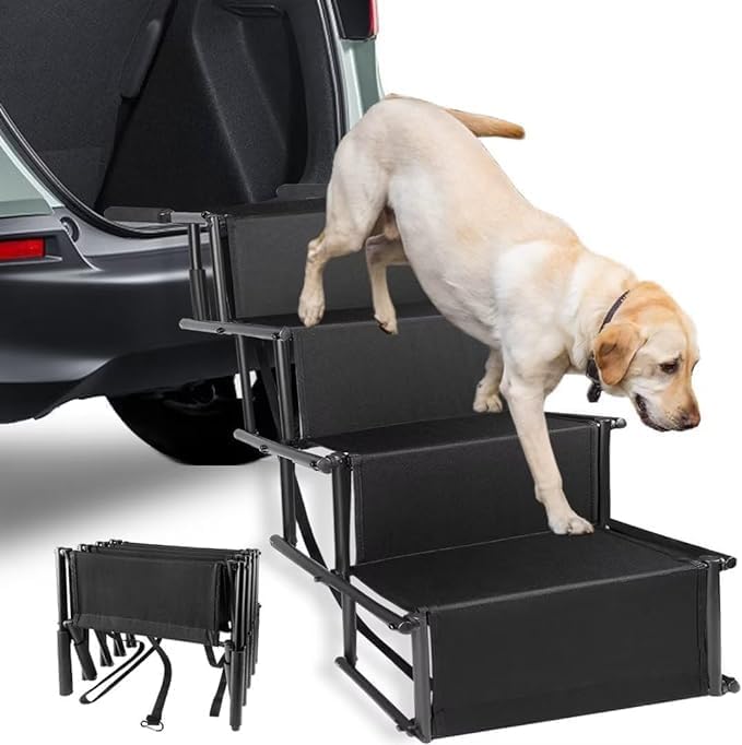 Dog Car Ramp Large Dogs Portable Aluminum Foldable Pet Ladder Ramp with