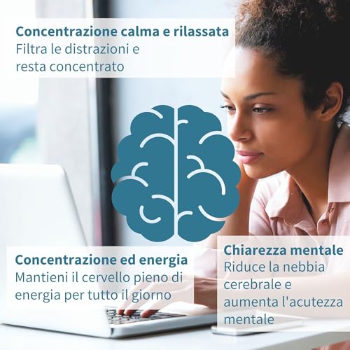 Focus - Integratore nootropico completo con 200mg di Caffeina,L-Teanina, Taurina, L-Tirosina piú vitamine B, zinco e rame. Energia, Concentrazione e Memoria. 60 capsule vegane - Igennus - 3