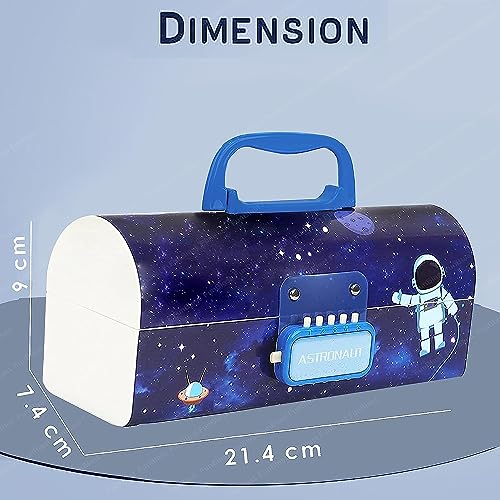 Image of LONGMIRE Plastic Pencil Box with Code Lock Pen Case Large Capacity Multi-Layer Multi-Function Storage Bag Secret Compartment Pencil Box for Kids- Multi-Color (Astronaut Password Lock)