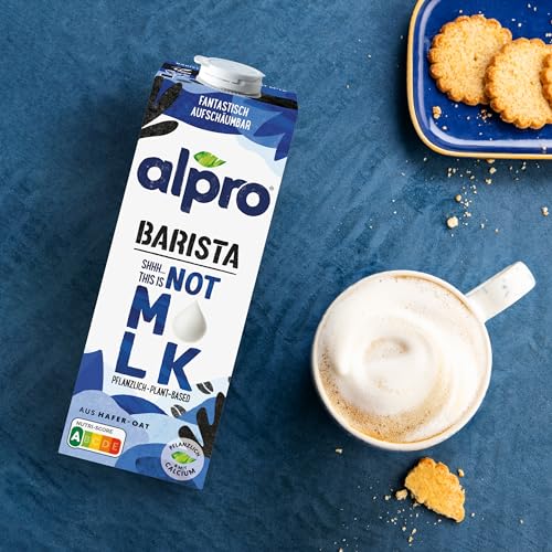 Alpro This is Not Milk Barista – Zum Aufschäumen – Vegan und milchfrei – Von Natur aus laktosefrei – Reich an Ballaststoffen, Calcium und Vitaminen – 8 x 1 L – Haltbar