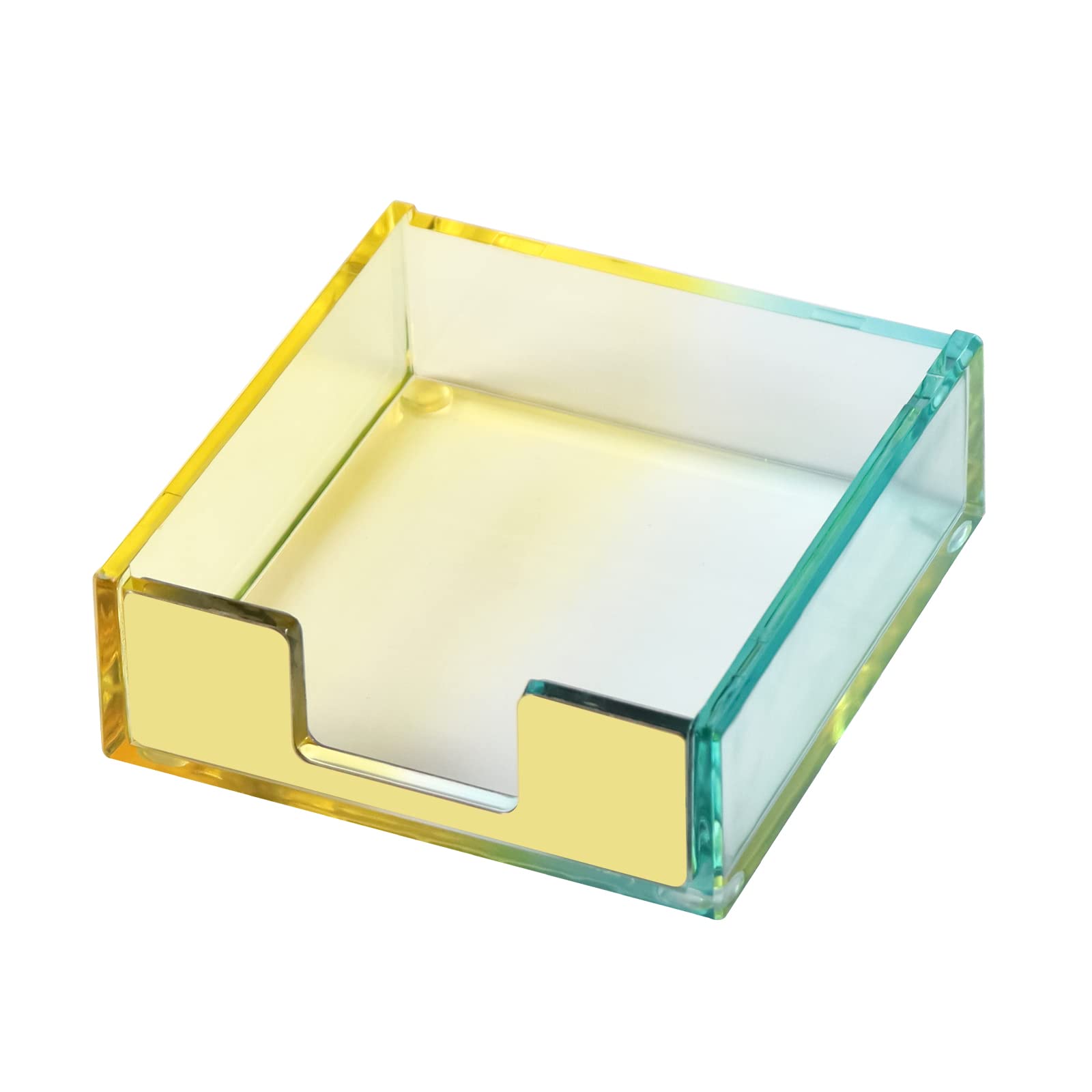 Boîte à Notes En Acrylique Transparente - Organiseur De Bureau 10x10x4,5 Cm - Pour Post-it, Papiers, Fournitures - Avec Patins Antidérapants