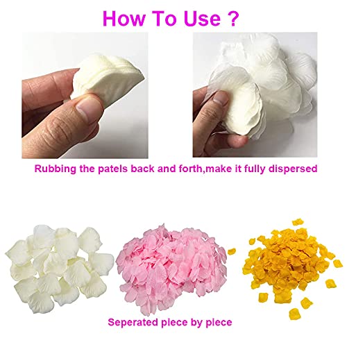 Quiksmart 2000 Pieces Artificial Rose Folwer Petals 3 Color Wedding Silk Simulation Rose Petals No-Taste PA for Wedding Valentine Day Flower Decoration-Red White Pink - Image 4
