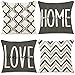 YCOLL Housse de Coussin 40x40 Lot de 4 Coussins Décoratifs Housses de Coussin en Lin Motif Géométrique Housses de Coussin pour Canapé Chambre Canapé Coussins d'Extérieur 40 x 40 Gris