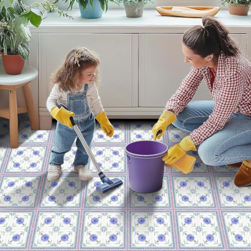 Image of Moroccan Tile Stickers | Waterproof Self Adhesive Peel & Stick Tile Decals for Kitchen Backsplash, Bathroom Wall, Floor, Furniture & Glass (6x6 Inch, Design 7, 40 Pic)
