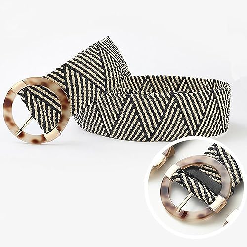 eYLun Women Straw Woven Belt Elastic Braided Stretch Waist Belt Ladies Boho Buckle Dress Buckle Belt3