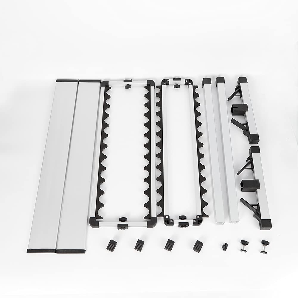 Soporte para cañas de pescar, Puntero caña de pescar, Soporte portátil para 24 cañas de pescar, Aleación de aluminio, 73 cm x 32,5 cm x 72 cm