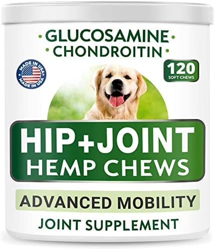 BARK&SPARK Hemp Treats + Glucosamine - Natural Joint Pain Relief - Hip & Joint Supplement w/MSM + Chondroitin + Hemp Oil + Omega 3 -…