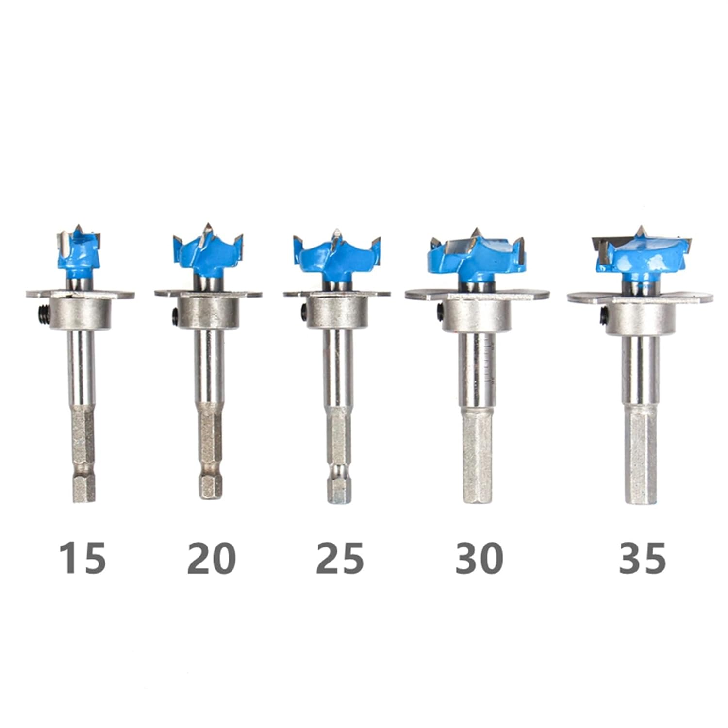 5PCS/Set 15-35mm Adjustable Positioning Woodworking Tools Drill bits Hole Saw Set Hard Alloy Forstner Drill DIY