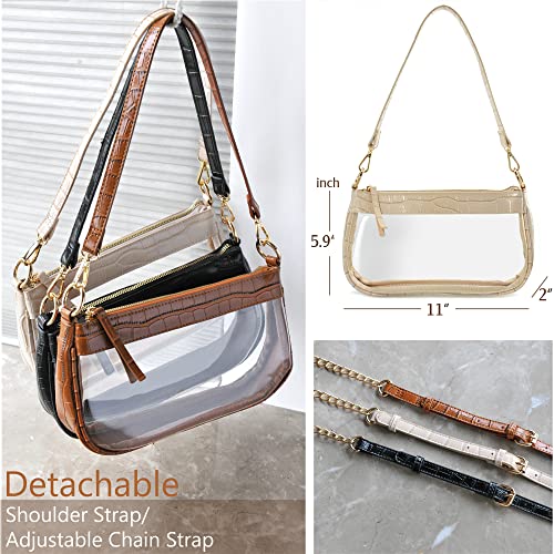 Image of Clear Shoulder Handbag PVC Classic 90s Purse Women Vegan Leather Crocodile Crossbody Bag