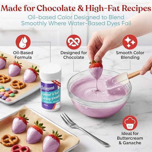 Image of Bakerpan Purple Food Coloring Powder for Baking - 30g Oil Based, Artificial Dye-Free, Plant-Based, Kosher, Gluten-Free - For Buttercream, Chocolate, Candy & Cakes