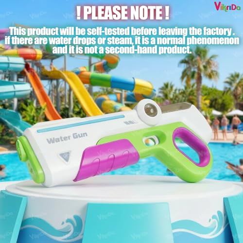 Image of VikriDA Electric Water Gun with Free Extra Rechargeable Battery LED Lights & Self-Filling Function 25-32 Ft Long Range High Pressure Water Blaster Pool & Beach Summer Toy - Multicolor
