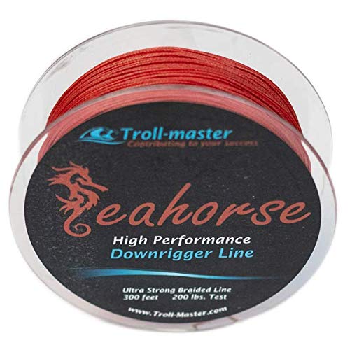 Seahorse High Performance Downrigger Braided Line Red 200 Lbs Test 300 Feet Spool