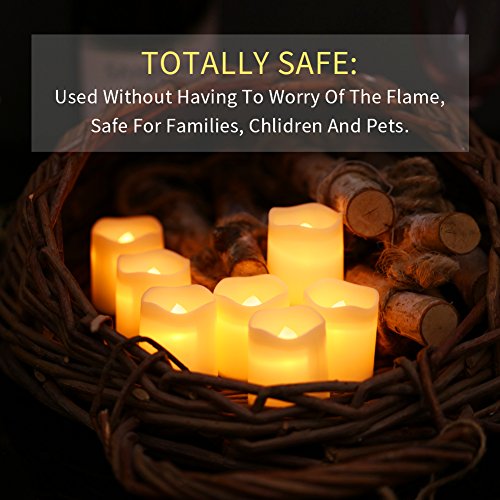 SHYMERY Flameless Votive Candles,Flameless Flickering Electric Fake Candle,24 Pack 200+Hour Battery Operated LED Tea Lights in Warm White for Wedding, Table, Halloween,Christmas Decorations 1.5"X1.7" - Image 5