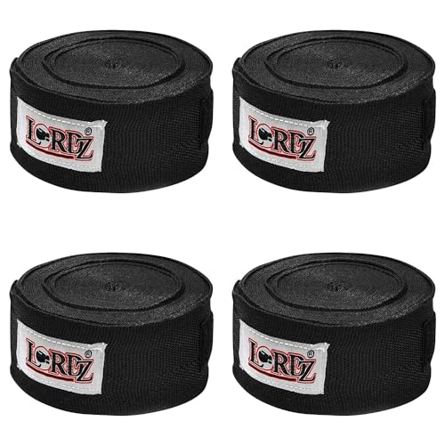Image of Lordz Cotton /Nylon Boxing Hand Wraps (Set of 2) Combo Semi Elastic Hand & Wrist Support for Kickboxing Training Gym Workout (Size: 123 Inch)