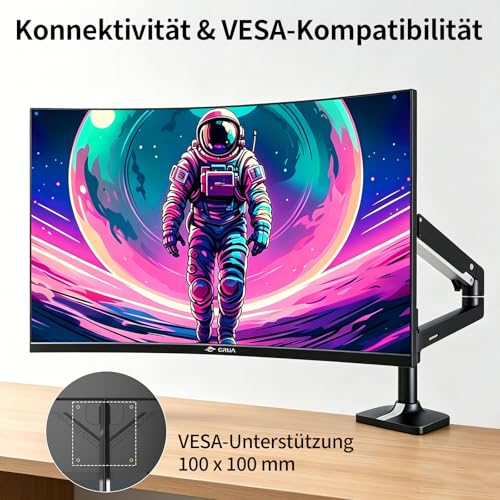 CRUA 27 Zoll QHD (2560x1440) Monitor|2K 75Hz Computer Monitor 27 Zoll 1440p Monitor mit HDMI,DP und Wandmontage| 1440P Eye Care PC-Büromonitor zum Arbeiten und Spielen
