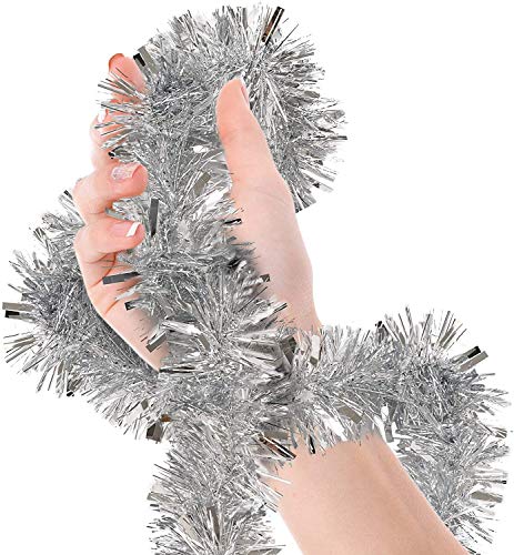 DIYSAY 6m Silver Christmas Garland for Christmas Tree Decoration