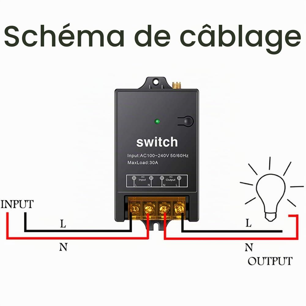 interrupteur a telecommande 220V,AC 220V/230V/240 V/40 A relais,interrupteur à distance RF pour pompe à eau haute puissance,moteur,équipement électrique d'éclairage avec longue portée de 984FT