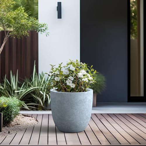 Image of Kante Blue Gray Concrete Planter 18 inch Dia All-Weather Round Large Pot