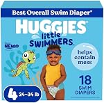 Couches de Natation HUGGIES, Taille 4 Moyenne, Huggies Little Swimmers Couches Jetables, 18 ct