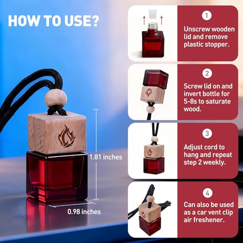Image of Car Air Freshener Hanging 2 Pack, Rosehip Wine Scent Car Perfume, Long Lasting Automotive Essential Oil Diffuser, Cute Car Accessories for Women