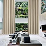 GYROHOME Extra Long Faux Silk Curtains 12ft Length, Solid Window Treatment Drapes for High Ceiling Thermal Insulated Grommet Top Room Darkening Drapes, 1panel, Light Gold, 52x144 inch
