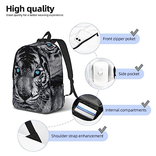 Sac à dos voyage ordinateur blanc tigré avec compartiment école - 5