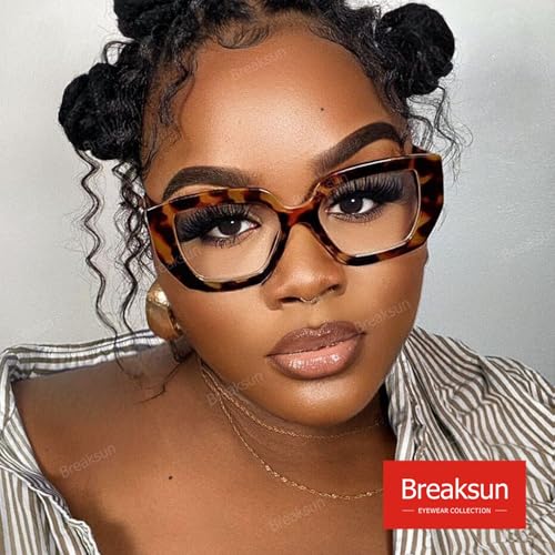 Image of Breaksun Thick Frame Blue Light Glasses for Women Men Fashion Oversized Square Computer Gaming Eyeglasses