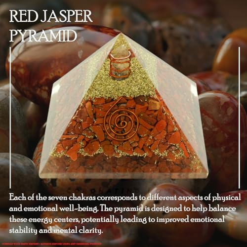 Image of Red Jasper Crystal Pyramid |Size-2Inch Approx | Large Healing Pyramid for Grounding, Energy Cleansing, and Emotional Stability|Spiritual Decor for Home and Office|