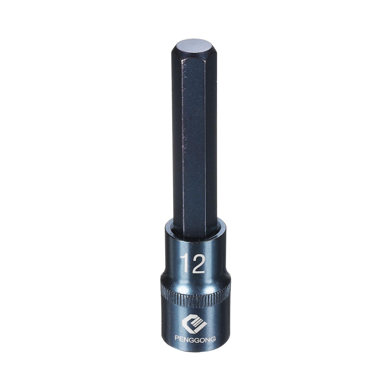 sourcing map 1/2" Drive Impact Hex Bit Socket H12 (12mm) Metric 4" Length S2 Steel 6-Point Sockets for Power Drill Drivers Adapter, Blue